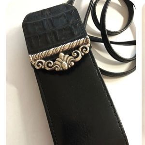 VINTAGE “BRIGHTON” READER GLASSES CROSSBODY CASE IN BLACK LEATHER EUC!!